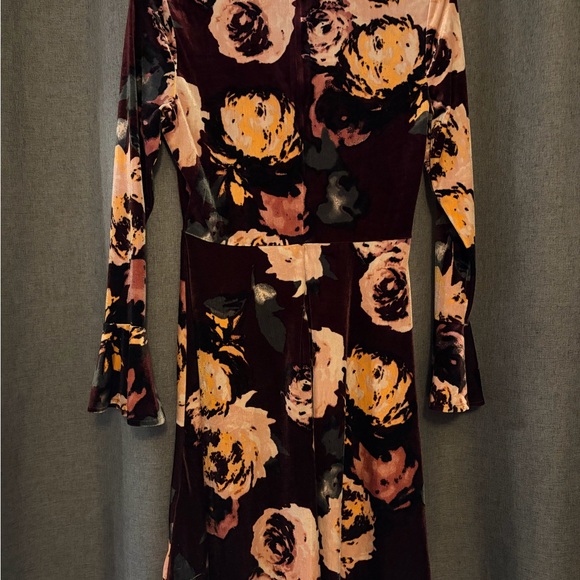 Ivanka Trump Burgundy Floral Long Sleeve Dress - Picture 2 of 6
